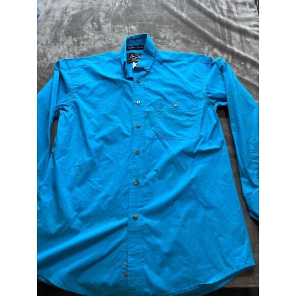 Wrangler Shirt Mens Small Blue Long Sleeve George Strait Cowboy Cut Button Up‎ - Picture 1 of 5